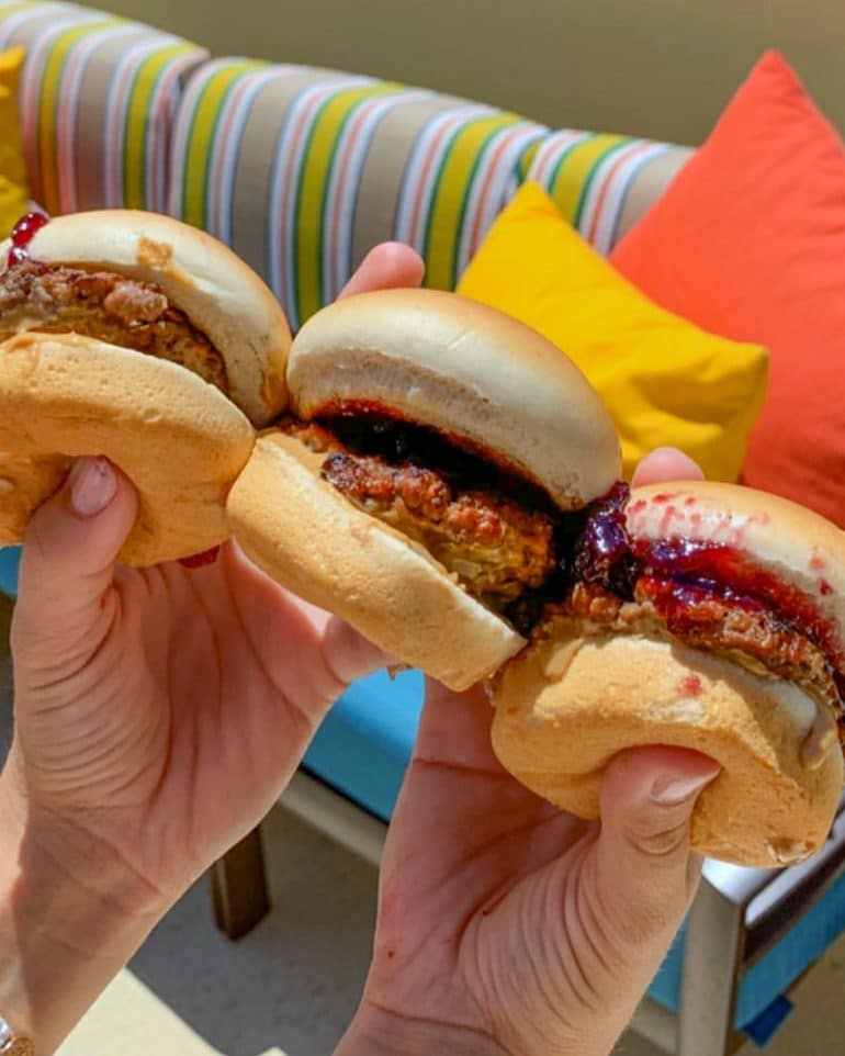 Disneyland’s Paradise Pier Vegan Peanut Butter & Jelly Burger Sliders