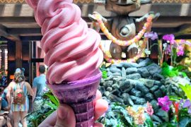 Vegan Strawberry Dole Whip Cone at the Pineapple Lanai in Walt Disney World