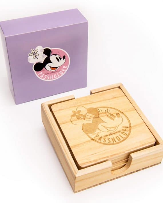 Free 2019 Epcot International Food and Wine Festival Passholder Chef Minnie Wooden Coaster Set