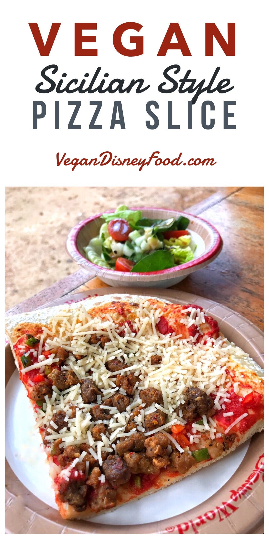 Vegan Sicilian Style Pizza Slice at Pizzafari in Disney’s Animal Kingdom at Walt Disney World