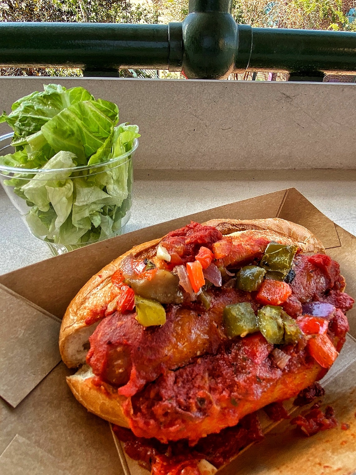 Vegan Spicy Italian Sausage Sub at PizzeRizzo in Disney’s Hollywood Studios at Walt Disney World