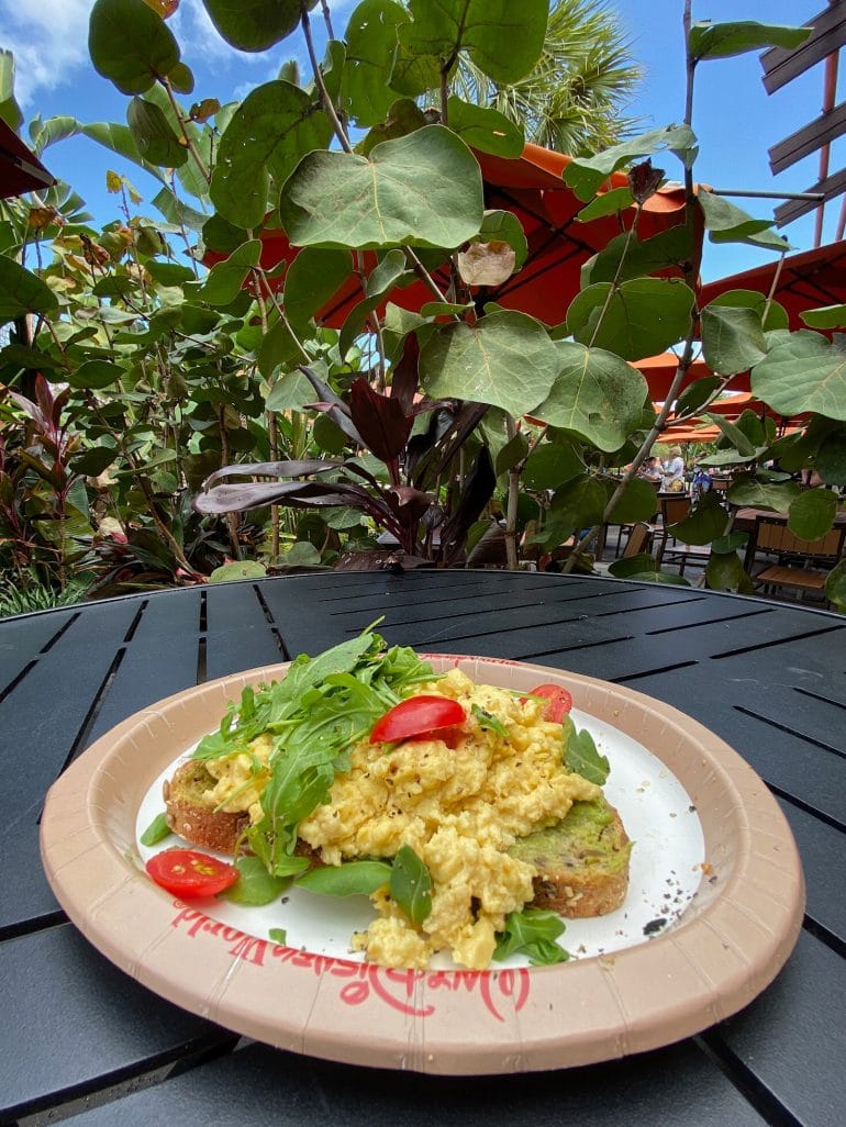 Vegan Avocado Toast at Captain Cook’s in Disney’s Polynesian Resort at Walt Disney World