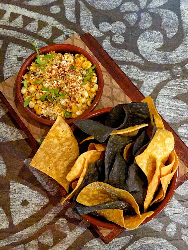 Secret Menu Item Vegan Elote Corn Dip at Three Bridges Bar and Grill at Villa del Lago in Disney’s Coronado Springs Resort