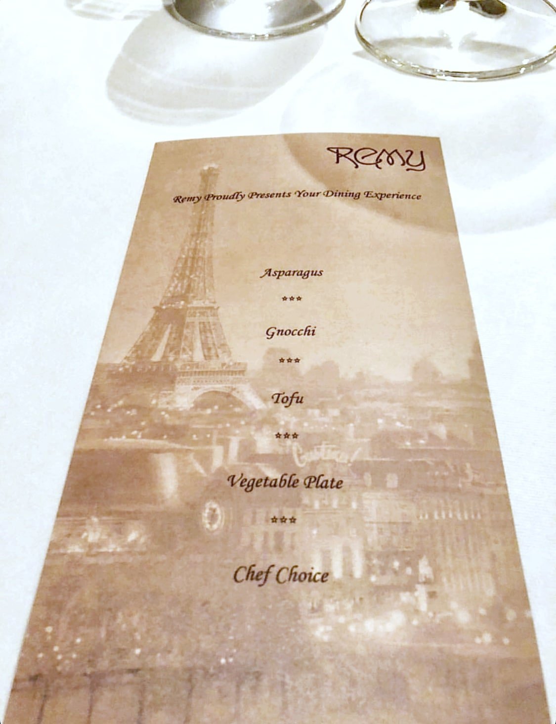 Vegan Dinner Options at Remy on the Disney Dream Cruise Ship