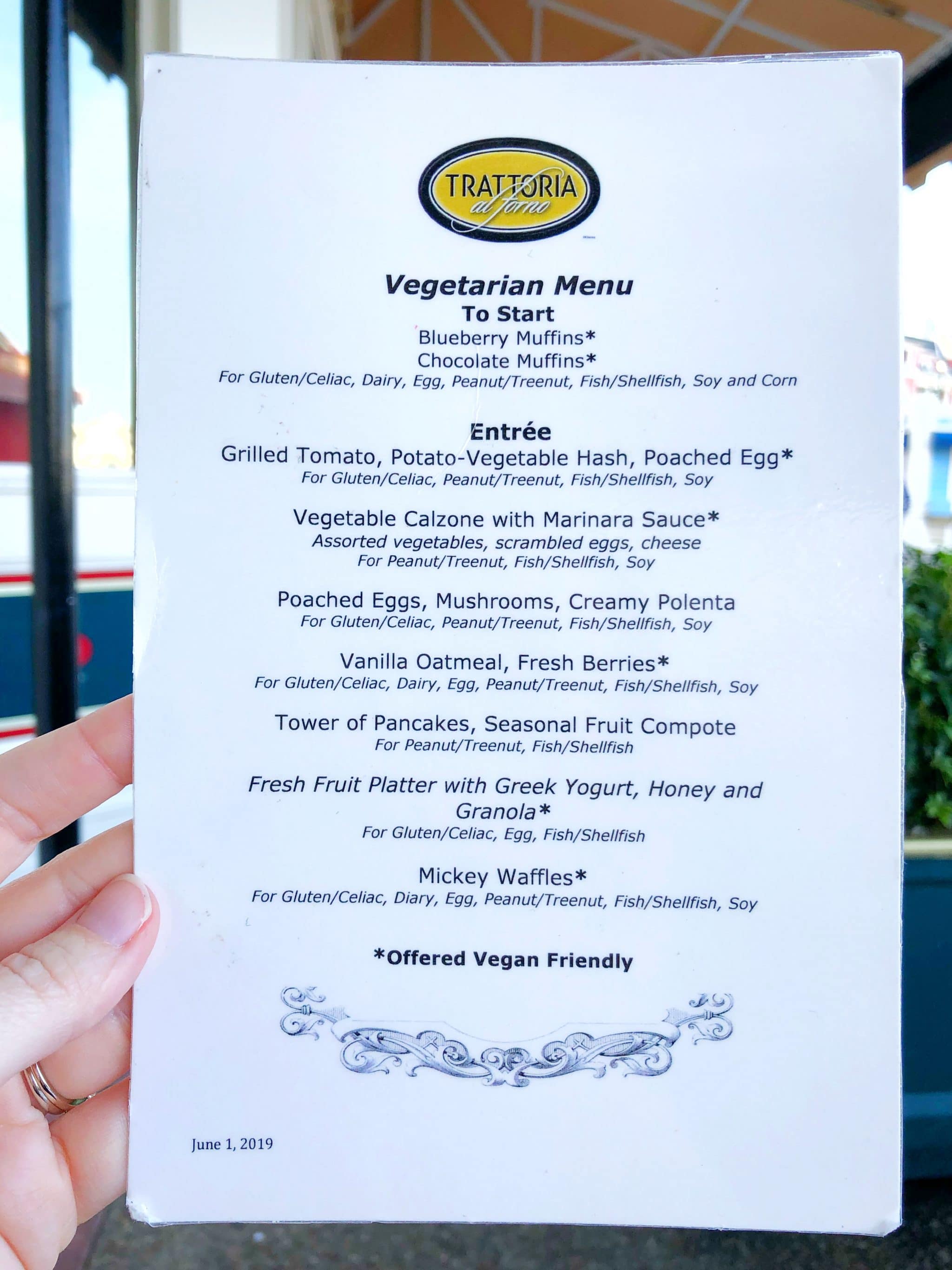 Vegan Breakfast Review at Trattoria al Forno on the Disney Boardwalk at Walt Disney World