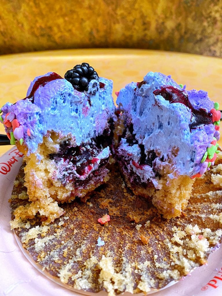 Vegan Blackberry Seasonal Cupcake at Sunshine Seasons in The Land at Epcot in Walt Disney World