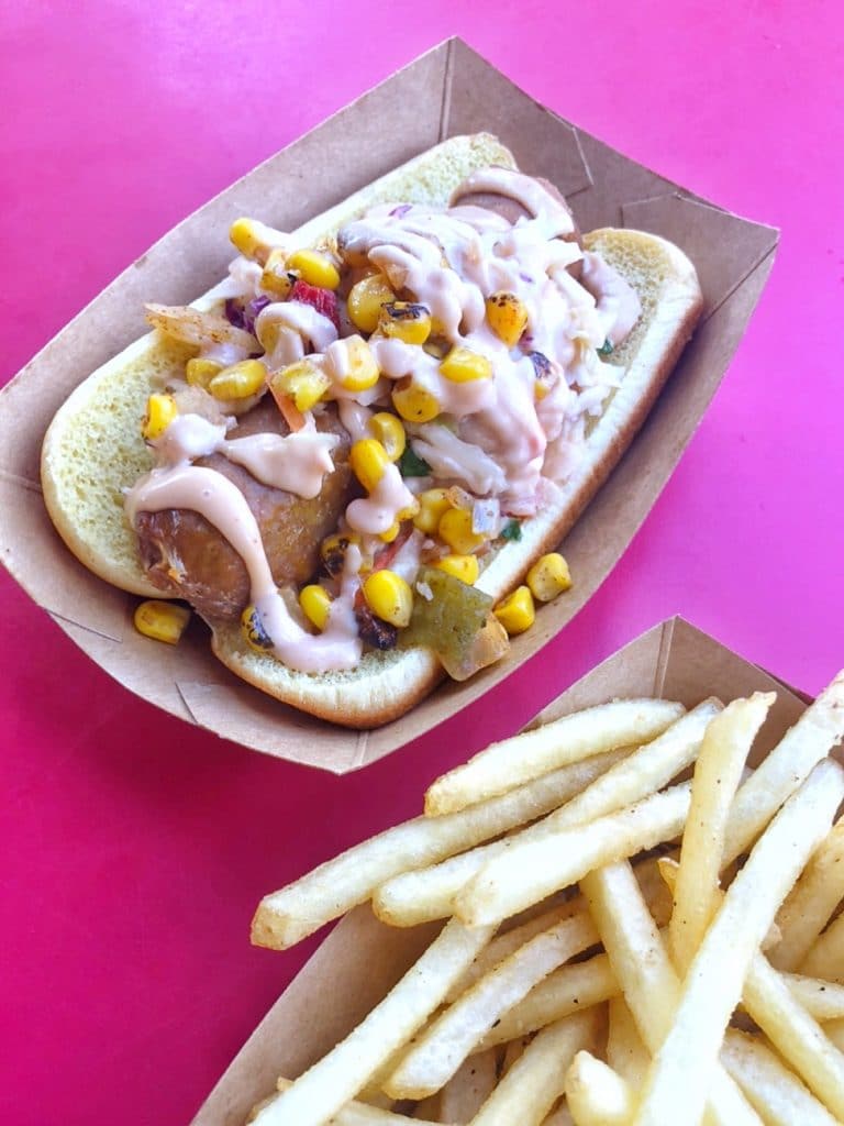 Vegan Loaded Slaw Dog from Casey’s Corner in the Magic Kingdom at Walt Disney World