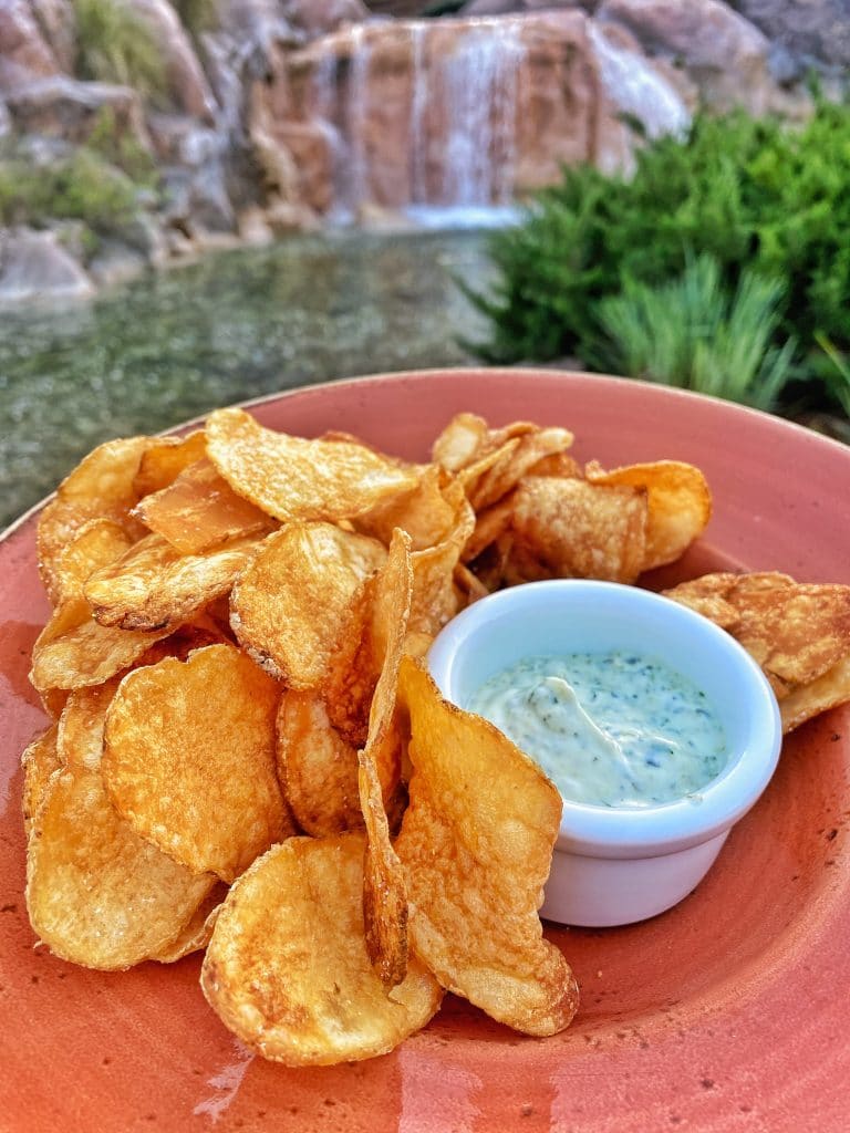 Chips with vegan Chimichurri Dip Territory Lounge