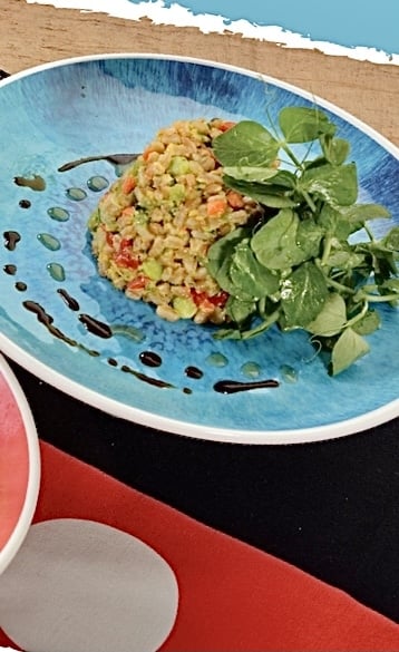 vegan Chef Mickey's faro wheat fried rice