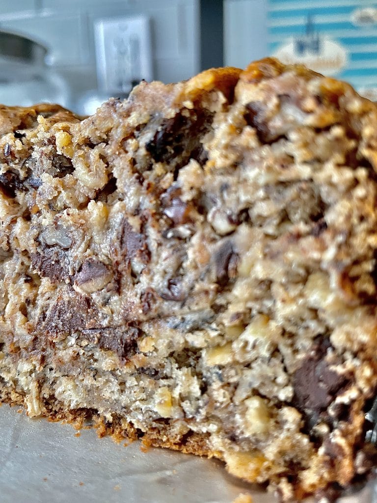 vegan Peanut Butter Chocolate Pecan Banana Oatmeal Bread