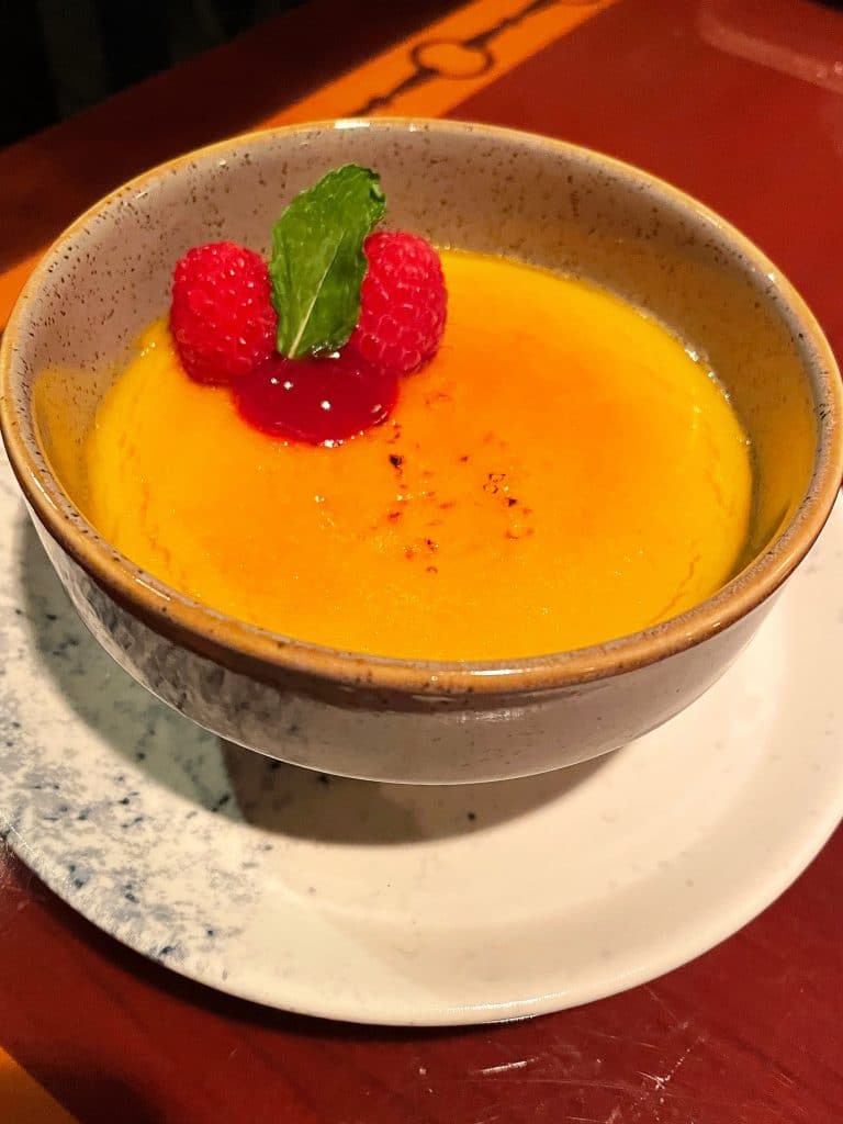 Mango passion fruit creme brulee vegan Turf Club