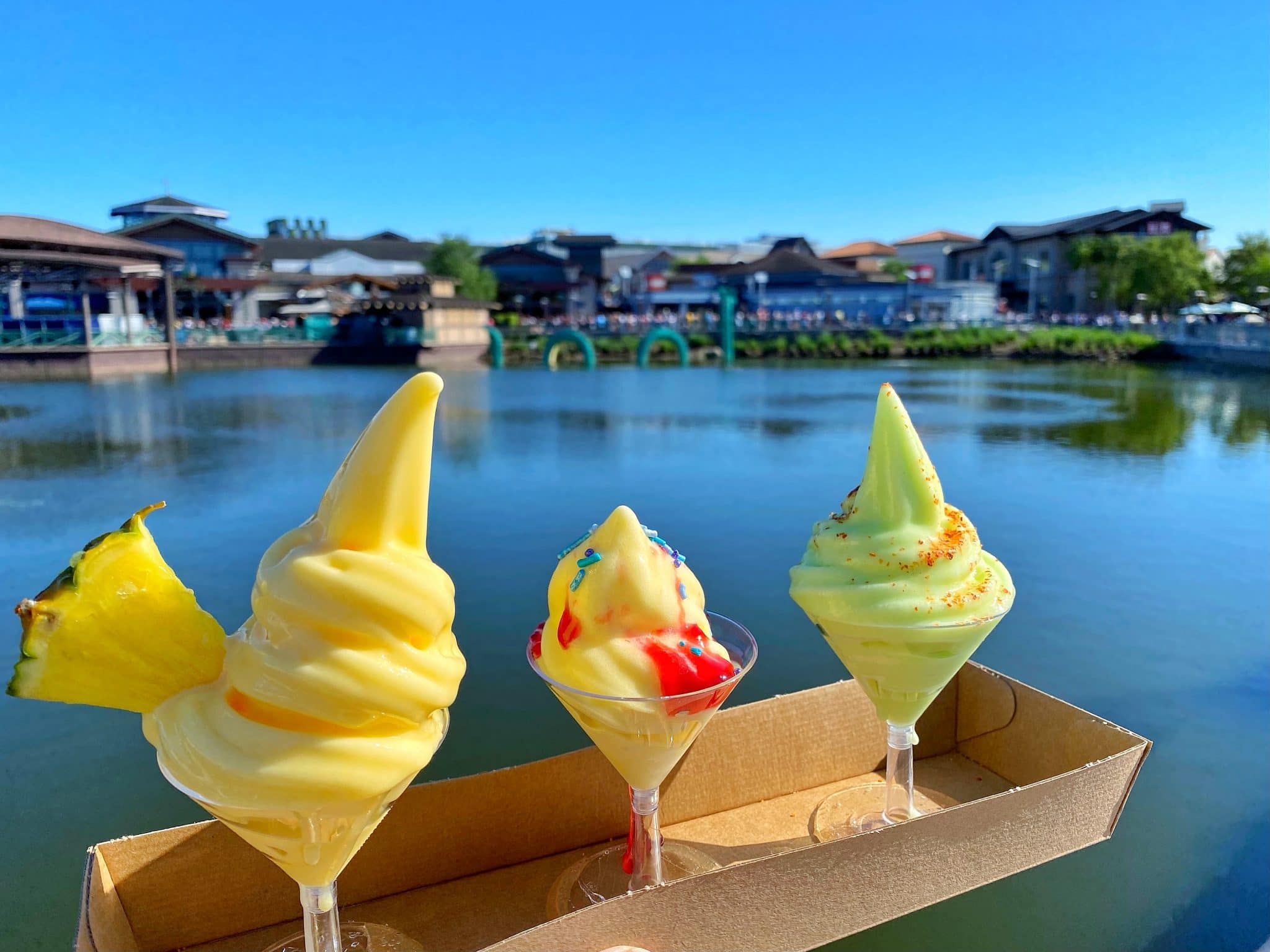 Swirls on the Water Disney Springs vegan Dole Whip Flight