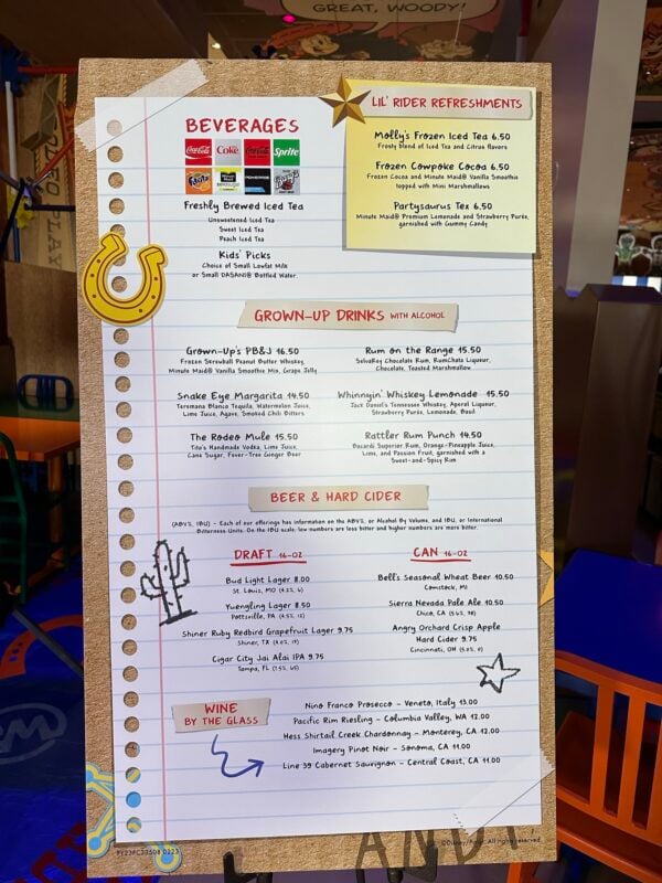 Roundup Rodeo BBQ menu