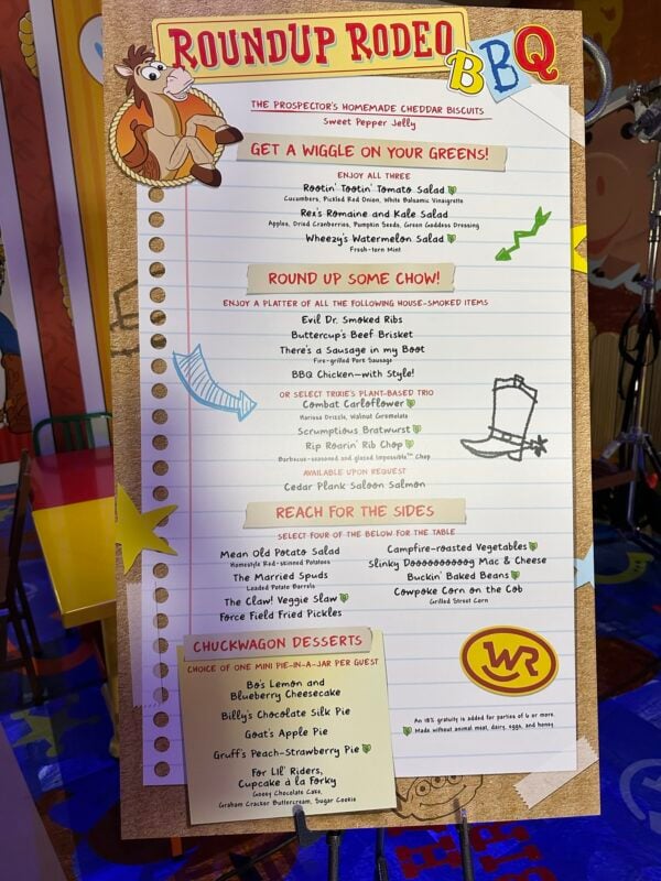 Roundup Rodeo BBQ menu